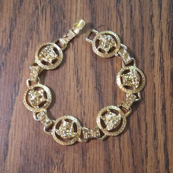 Gianni Versace Vintage Gold Medusa Chain Link Bracelet - Picture 1 of 8